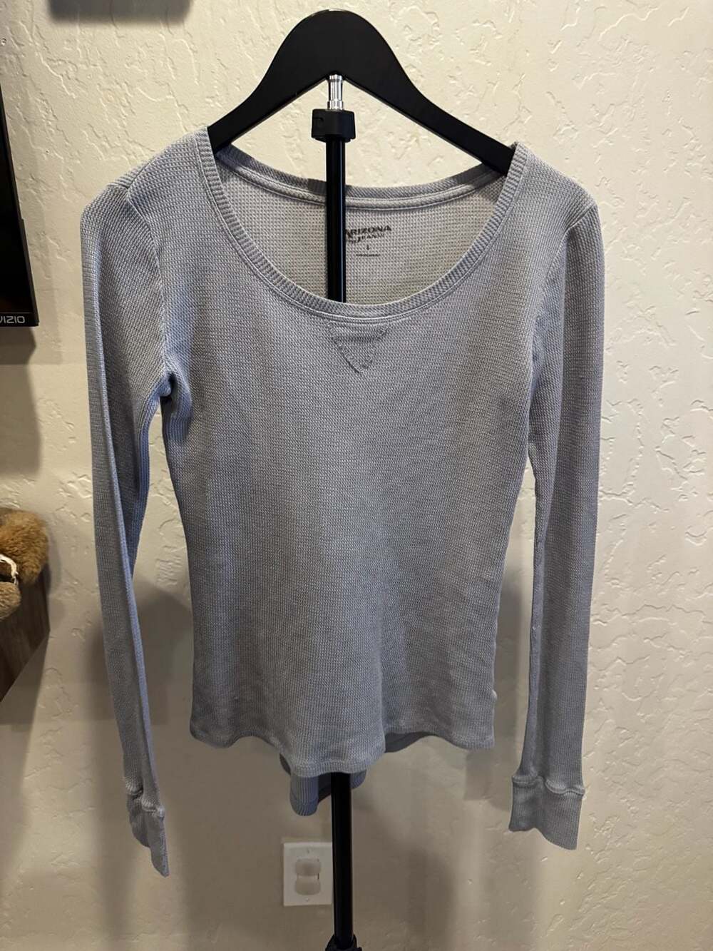 Arizona Jean Co. Long Sleeve Waffle Knit Thermal Scoop Neck Top “Bella Swan”
